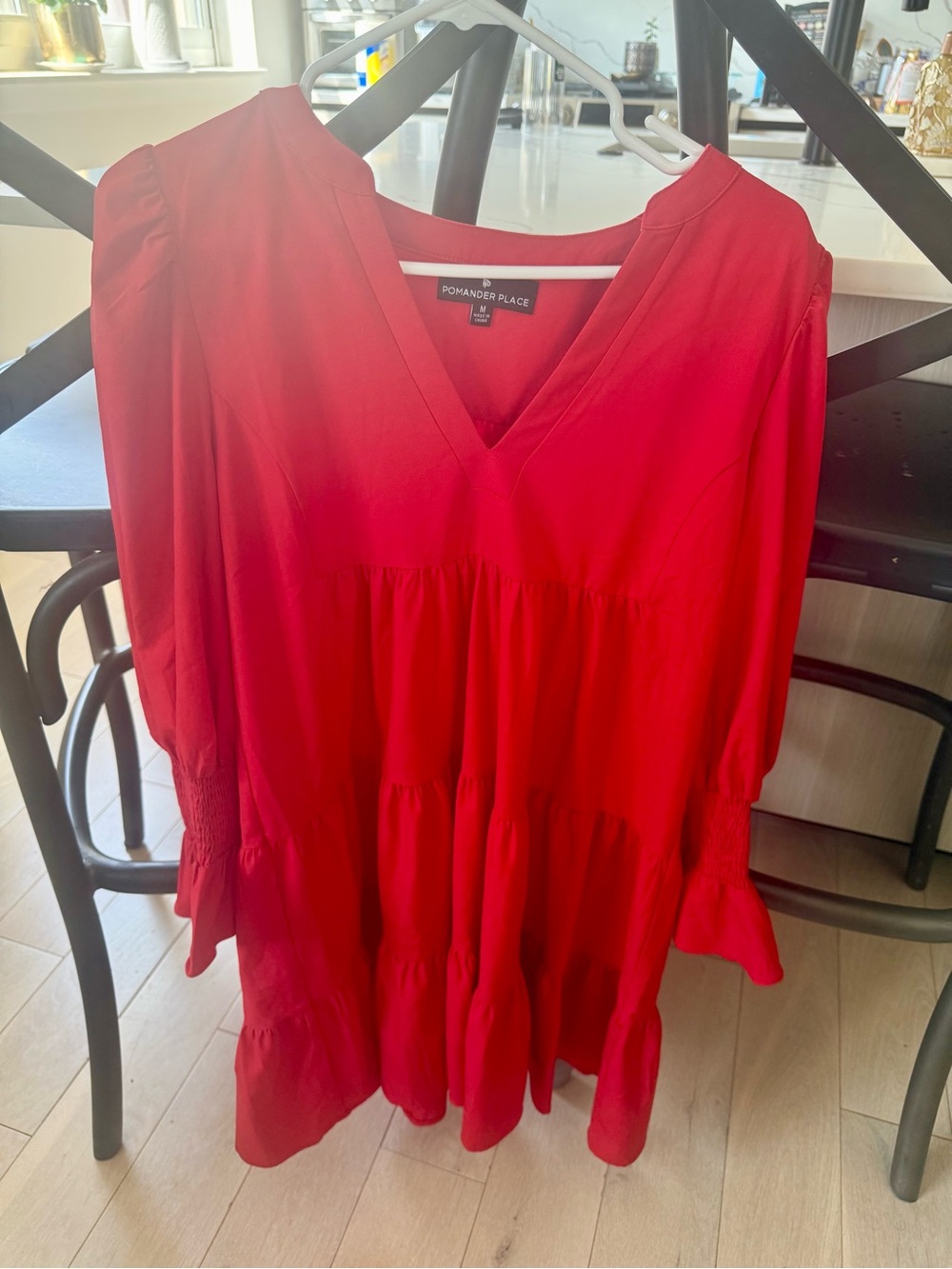 Pomander Place Red V-Neck Tiered Dress